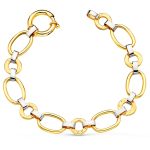 18K PULSERA ORO BICOLOR ESLABONES OVALES Y REDONDOS ANCHO 11 MM LARGO 19CM