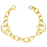 18K PULSERA ORO AMARILLO ESLABONES HUECOS ANCHO 16 MM LARGO 20CM PESO 8,90 GR