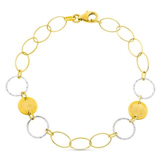 18K PULSERA ORO BICOLOR CIRCULOS ANCHO 9 MM LARGO 18CM