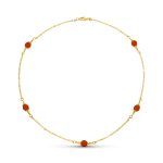 18K GARGANTILLA ORO AMARILLO Y CORALINA 7 MM LONGITUD 50CM