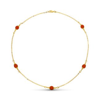 18K GARGANTILLA ORO AMARILLO Y CORALINA 7 MM LONGITUD 50CM