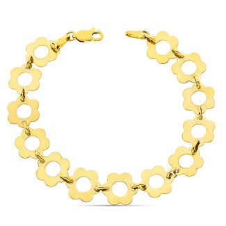 18K PULSERA ORO AMARILLO FLORES ANCHO 11 MM LARGO 19CM