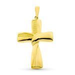 18K CRUZ ORO AMARILLO HUECA LISA 34X22 MM