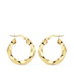 18K AROS ORO AMARILLO BRILLO RETORCIDOS 22X3 MM