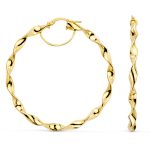 18K AROS ORO AMARILLO HUECOS RETORCIDOS BRILLO 46 MM, GROSOR: 3 MM
