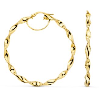 18K AROS ORO AMARILLO HUECOS RETORCIDOS BRILLO 46 MM, GROSOR: 3 MM