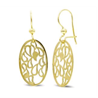 18K PENDIENTES ORO AMARILLO LARGOS OVAL CALADOS CIERRE GANCHO