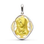 18K MEDALLA ORO AMARILLO ORO BICOLOR VIRGEN NIÑA 21X17 MM