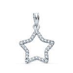 9K COLGANTE ORO BLANCO ESTRELLA CON CIRCONITAS, MEDIDA: 16X15 MM