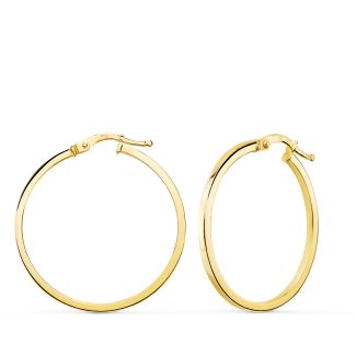 18K AROS ORO AMARILLO LISOS REDONDOS TUBO CUADRADO 33X1,50 MM
