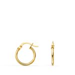 18K PENDIENTES AROS CRIOLLAS ORO AMARILLO HUECOS REDONDOS TUBO REDONDO 13 MM, GROSOR 1,5 MM