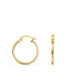 18K PENDIENTES AROS CRIOLLAS ORO AMARILLO HUECOS REDONDOS TUBO REDONDO 18 MM, GROSOR 1,5 MM
