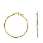 18K PENDIENTES AROS CRIOLLAS ORO AMARILLO HUECOS REDONDOS TUBO REDONDO 33 MM, GROSOR 1,5 MM