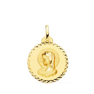 18K MEDALLA ORO AMARILLO VIRGEN MARIA ( VIRGO VIRGINIUM ) TALLA CRUZADA 20 MM
