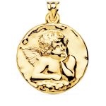 18K MEDALLA ORO AMARILLO ANGEL BURLON BRILLO 40 MM