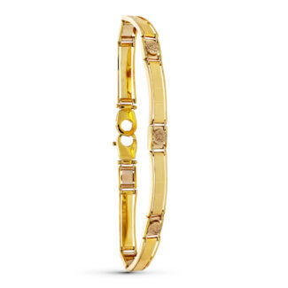 18K PULSERA ORO BICOLOR CABALLERO GRECA 19CM ANCHO 8 MM