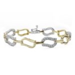 18K PULSERA ORO BICOLOR CIRCONITA 19CM ANCHO 12 MM