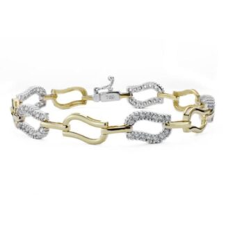 18K PULSERA ORO BICOLOR CIRCONITA 19CM ANCHO 12 MM