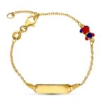 18K PULSERA ESCLAVA ORO AMARILLO OSO ESMALTE 16CM