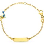 18K ESCLAVA ORO AMARILLO DELFIN ESMALTE 16CM