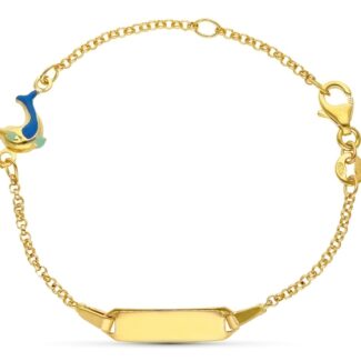 18K ESCLAVA ORO AMARILLO DELFIN ESMALTE 16CM