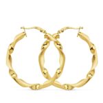 18K AROS ORO AMARILLO MATE Y BRILLO HUECOS 31 MM