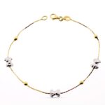 18K PULSERA ORO BICOLOR OSO S Y BOLAS LISAS 19CM