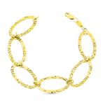 18K PULSERA ORO AMARILLO ESLABONES LABRADOS, 20CM CIERRE MOSQUETÓN