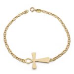 18K PULSERA ORO AMARILLO CRUZ DE LA VIDA 19CM
