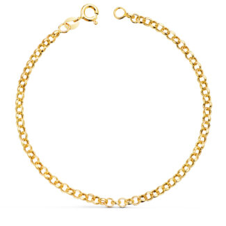 18K PULSERA ORO AMARILLO ROLO HUECA ANCHO 3 MM LARGO 19CM