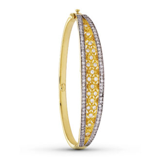 18k PULSERA RIGIDA ORO BICOLOR CIRCONITA