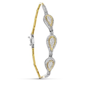 18K PULSERA ORO BICOLOR CIRCONITA MOTIVOS 19CM