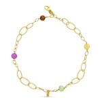 18K PULSERA ORO AMARILLO ESLABONES Y PIEDRAS