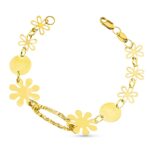18K PULSERA ORO AMARILLO FLORES 19CM