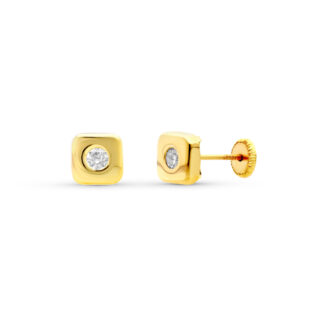 18K PENDIENTES ORO AMARILLO CUADRADOS 6X6 MM
