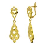 18K PENDIENTES ORO AMARILLO DOS CUERPOS CIGARRON TALLADO CON CIRCONITA 31X10 MM CATALAN