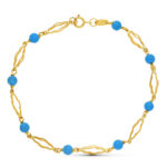 18K PULSERA ORO AMARILLO TURQUESA 4 MM 18,5CM