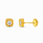 18K PENDIENTES ORO AMARILLO CIRCONITA 5X5 MM CIERRE TUERCA
