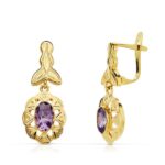 18K PENDIENTES ORO AMARILLO CUBANAS AMATISTA 23X10 MM CIERRE CATALÁN