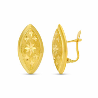 18K PENDIENTES ORO AMARILLO MARQUIS TALLADO 22X11 MM CIERRE CATALAN