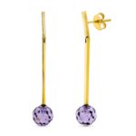 18K PENDIENTES ORO AMARILLO LARGOS BOLA 8 MM ORO AMARILLO PRESIÓN
