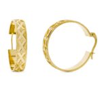 18K PENDIENTES AROS ORO AMARILLO TALLADOS MACIZOS, 23X5 MM