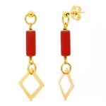18K PENDIENTES ORO AMARILLO CORALINA ROMBO PRESION