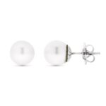 18K PENDIENTES ORO BLANCO Y PERLA AUSTRALIANA 9 MM CIERRE PRESION