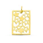 18K COLGANTE ORO AMARILLO RECTANGULO CALADO ESTRELLAS