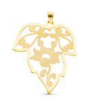 18K COLGANTE ORO AMARILLO HOJA CALADA MATE Y BRILLO
