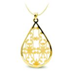 18K COLGANTE ORO AMARILLO LARGO OVAL CALADO