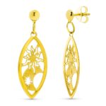 18K PENDIENTES ORO AMARILLO LARGOS CALADOS SOL Y LUNA CIERRE PRESIÓN