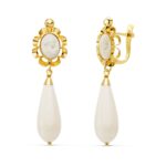 18K PENDIENTES MARFIL 38 X 10 MM