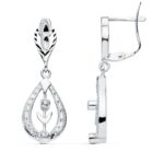 18K PENDIENTES CUBANAS ORO BLANCO 29X10 MM CIERRE CATALAN